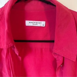 Equipment hot pink long sleeve blouse size XS